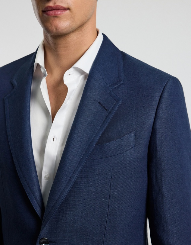Calibre - Textured Linen Blend Blazer Denim Blue
