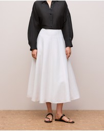 Trenery - Textured Flare Midi Skirt in White