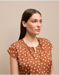 Trenery - Spot Modal Cap Sleeve Blouse in Burnt Orange