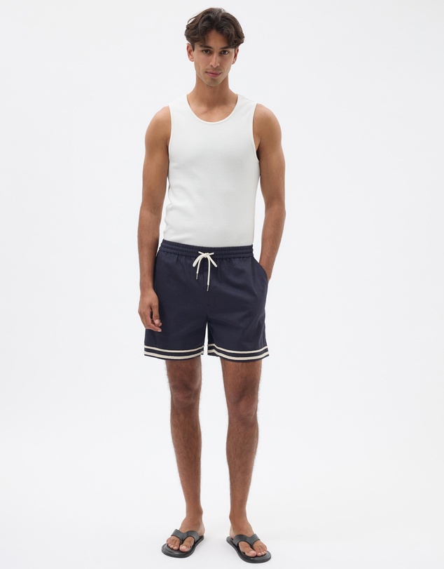 AERE - Contrast Linen Blend Shorts