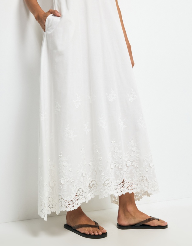 AERE - Delilah Embroidered Cotton Lace Maxi Dress