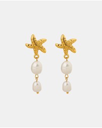 Zoe Olivia - Waterproof Starfish and Pearl Drop Stud Earrings