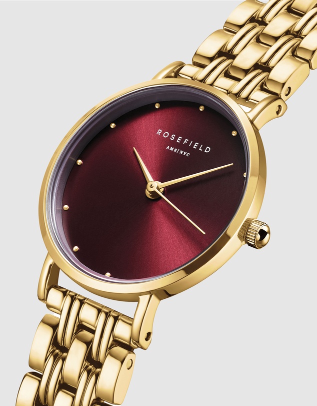 Rosefield - The Small Edit Burgundy Gold-Tone Bracelet Watch