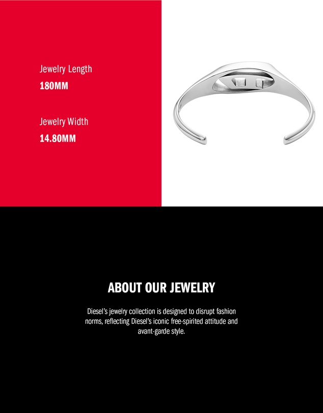 Diesel - Oval D Logo Silver Tone Bracelet