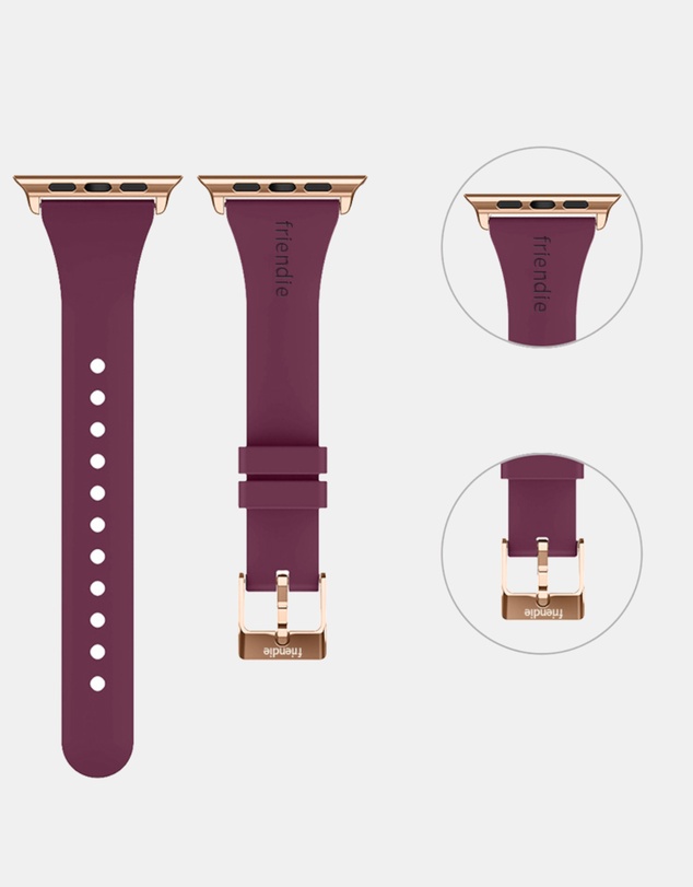 Friendie - Slim Silicone Band with Classic Gold Buckle – The Gippsland – Apple Compatible