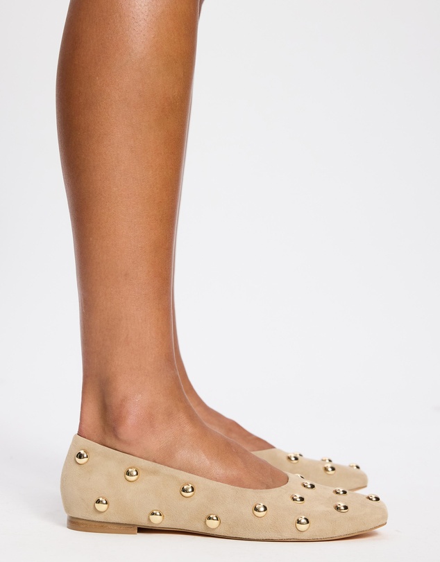 AERE - Studded Suede Ballet Flats
