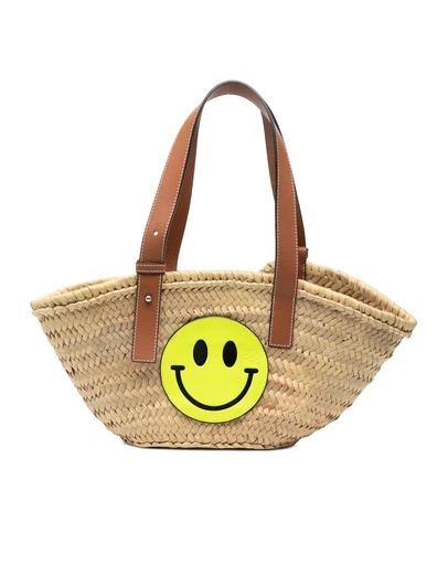 Pre-Loved by Azura Reborn - Pre-Loved Paulas Ibiza Smiley Small Raffia Basket Tote