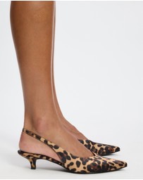 Atmos&Here - Vivienne Leopard Print Sling Back Kitten Heels