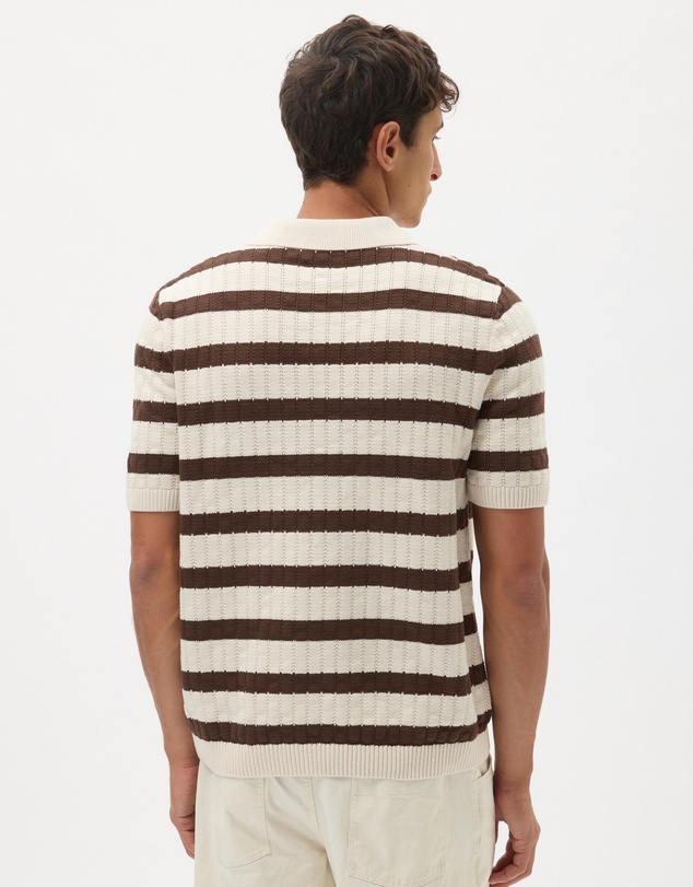 AERE - Stripe Cotton Knit Polo