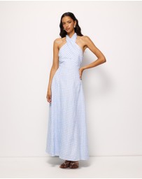 AERE - Nolana Gingham Halter Maxi Dress