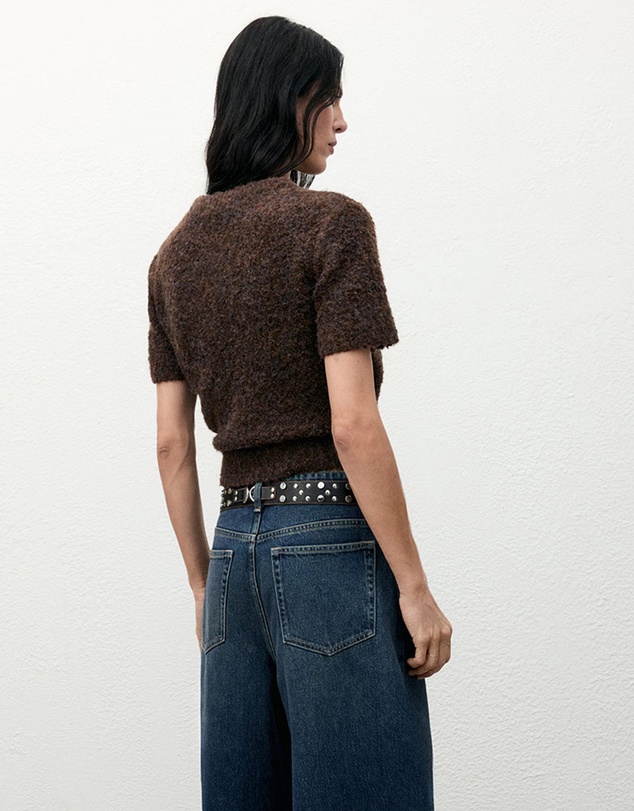 M.N.G - Bouclé Short-Sleeved Sweater