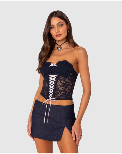 EDIKTED - Cinch Sheer Lace Corset