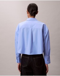 Calvin Klein - Poplin Relaxed Cropped Button-Down Shirt