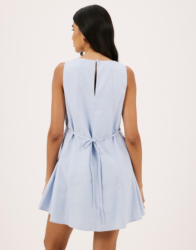 Atmos&Here - Willow Linen Blend A-Line Mini Dress with Top Stitching Detail