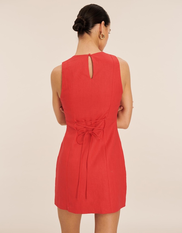 AERE - Celeste Linen Button Detail Mini Dress