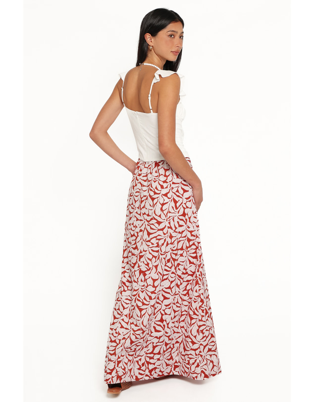 Petal & Pup - Ivie Maxi Skirt - Red Floral