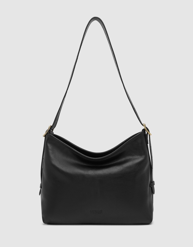 Republic of Florence - Sophia Matt Black Leather Shoulder Bag