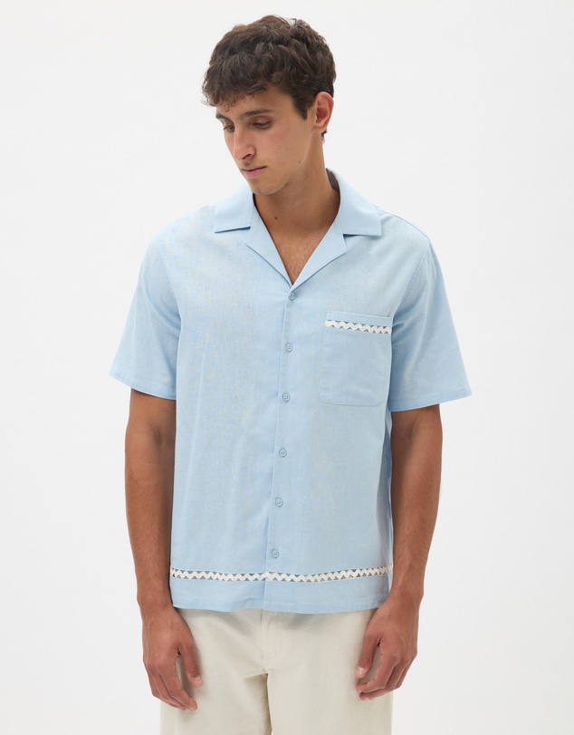AERE - Linen Blend Trim Shirt
