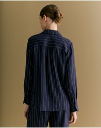 Trenery - Rope Stripe Long Sleeve Shirt in Navy