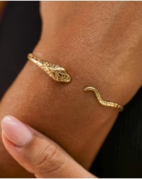 Elli Jewelry - Bracelet Bangle Open Snake Motif in 925 Sterling Silver Gold Plated