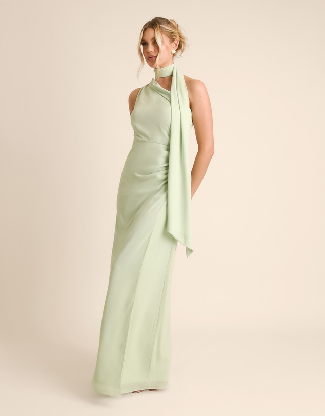 Six Stories - One Shoulder Neck Tie Chiffon Bridesmaid Dress