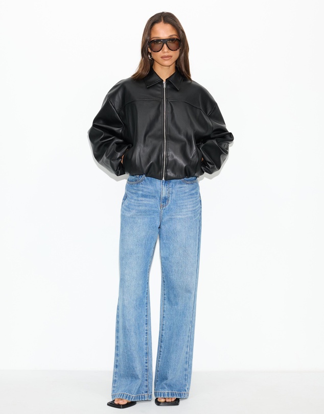 Dazie - Benny PU Relaxed Bomber Jacket