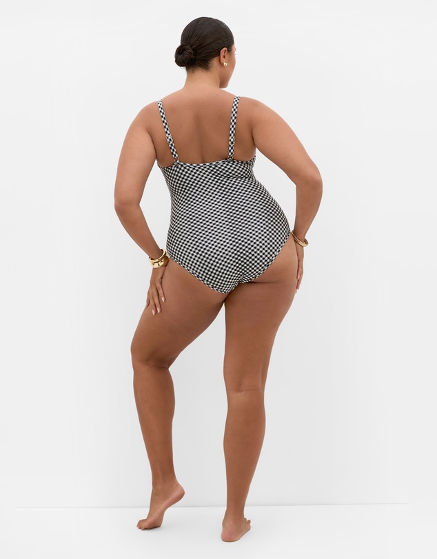 City Chic - Plus size Capri Gingham Print Underwire 1 Piece - black