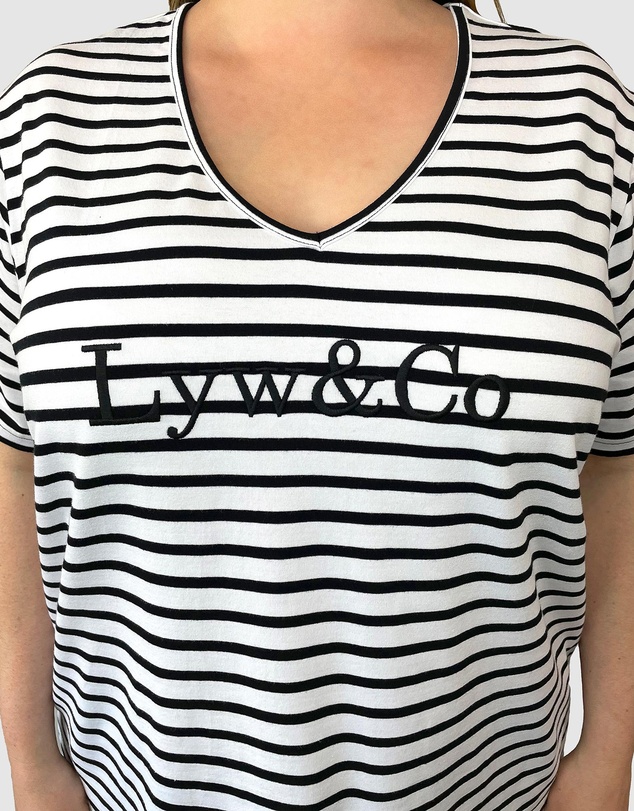 Love Your Wardrobe - LYW & Co Embroidered Stripe Tee
