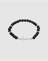 Kuzzoi - ICONIC EXCLUSIVE - Bracelet Lava Beads Black Cross in 925 Sterling Silver