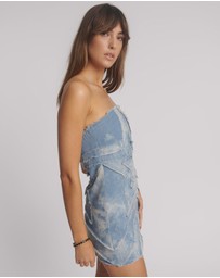 ONE TEASPOON - Strapless Tube Star Denim Mini Dress - Blue Halo