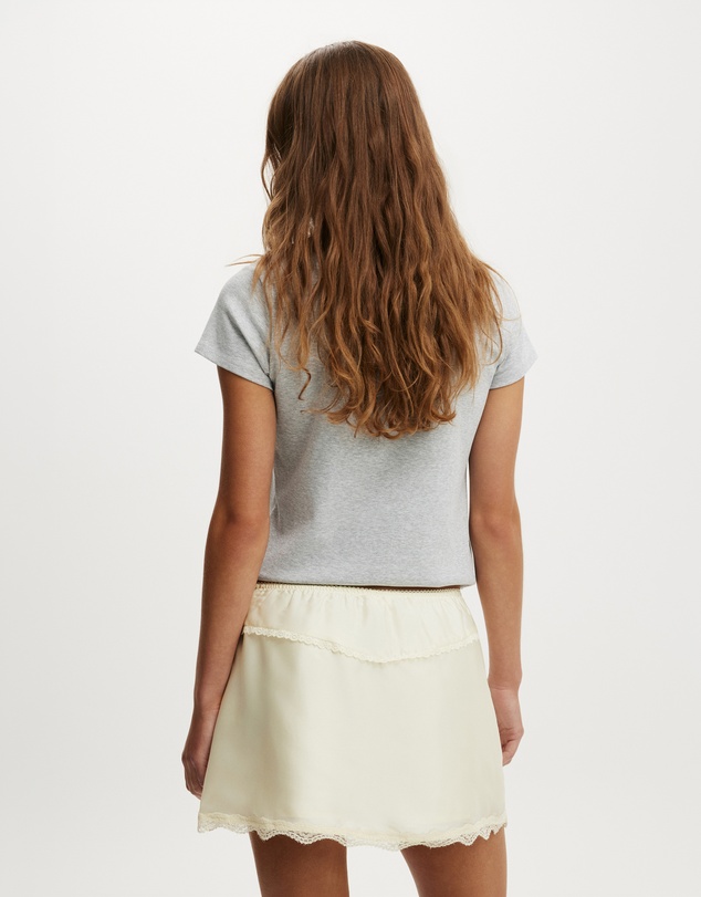 Cotton On - Estelle Satin Lace Slip Mini Skirt