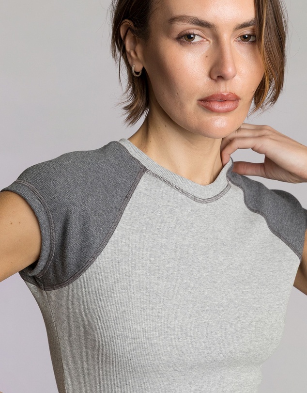 Love and Nostalgia - Min Rib Raglan Tee - Grey Marle