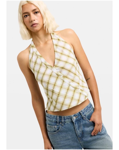 Insight - Abby Asymmetric Check Top