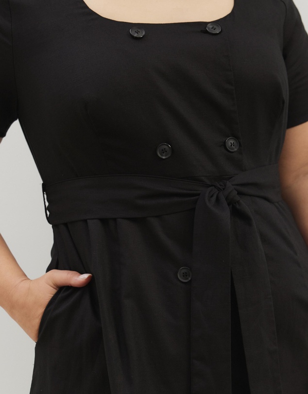 Atmos&Here Curvy - Dasha Scoop Neck Linen Blend Midi Dress