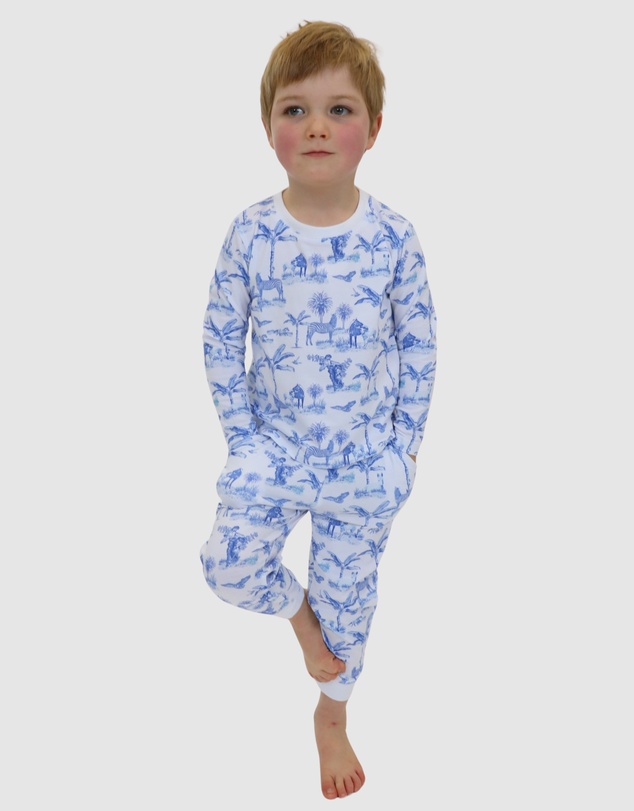 Sant And Abel - Kids Skydog Blue Toile Long PJ Set