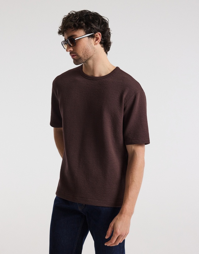 Calibre - Loose Fit Crinkle T-shirt Bourbon