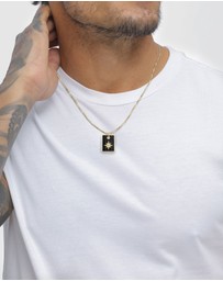 Kuzzoi - ICONIC EXCLUSIVE - Necklace Male Chain Enamel Black Star in 925 Sterling Silver