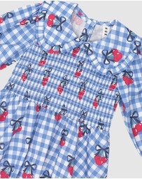 Huxbaby - Cherry Gingham Shirred Dress - Babies-Kids