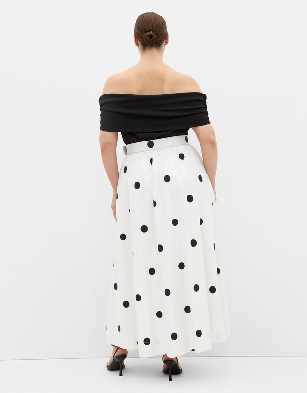 City Chic - Plus size Anita Off Shoulder Spot Print Dress - white