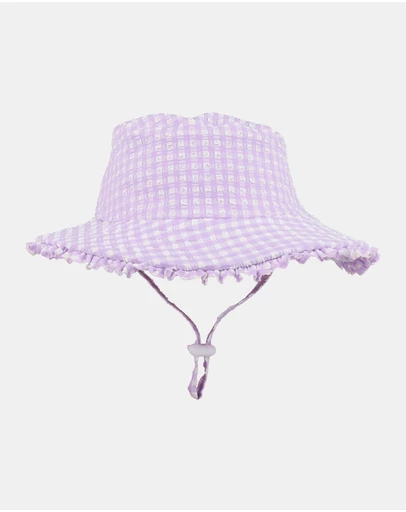 Minihaha - Lilac Gingham Swim Sunhat - Babies-Teens