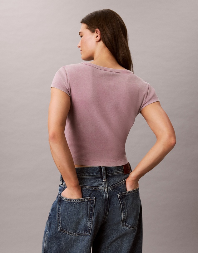 Calvin Klein Jeans - Woven Monologo Rib Crewneck Tee