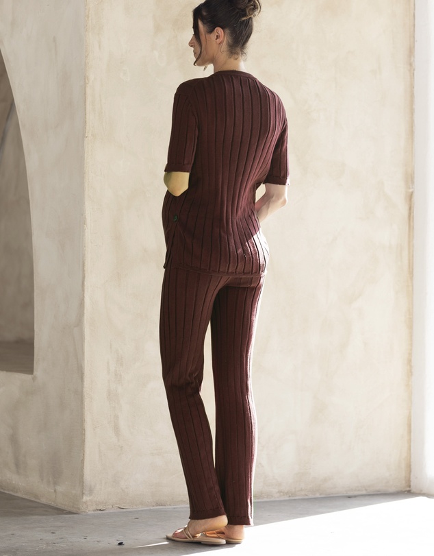 Angel Maternity - Sherry Wide Rib Maternity Lounge Pant in Chocolate Truffle