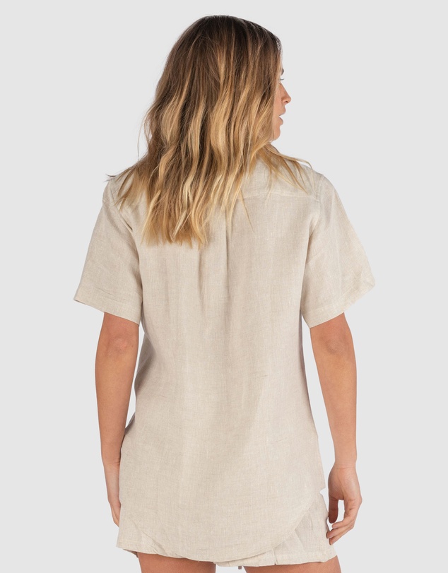 CAMIXA - REVERE Open Collar Short Sleeve Linen shirt