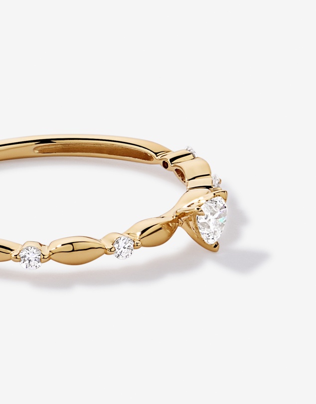 Michael Hill - 0.15TW Heart and Round Brilliant Laboratory-Grown Diamond Promise Ring in 10kt Yellow Gold