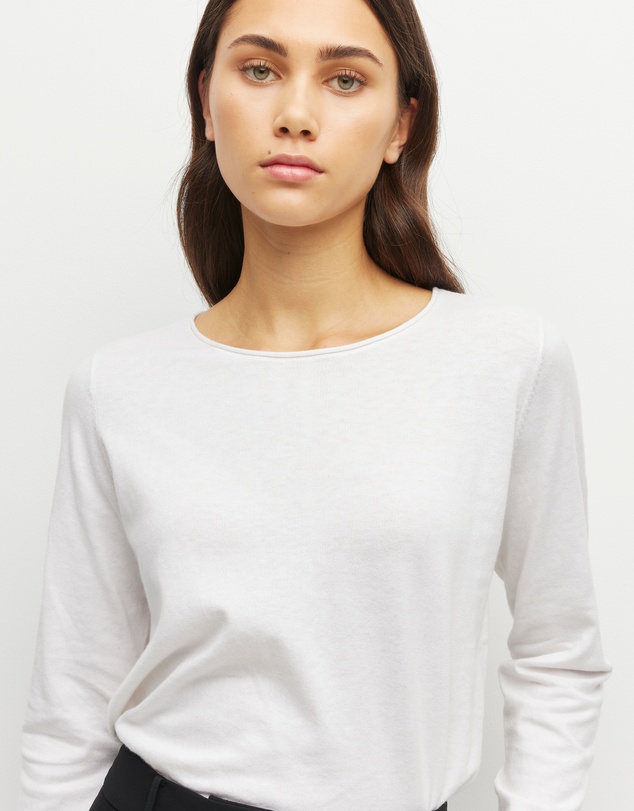 JH Lounge - JHL Crew L/S T (Fine Cotton Cashmere) White
