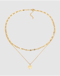 Elli Jewelry - Necklace Choker Layer Platelet Pendant Vintage in 925 Sterling Silver Gold Plated