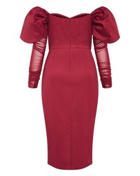 City Chic - Plus size Valentine Off Shoulder Dress - crimson