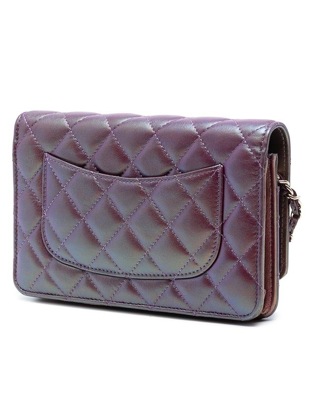 Pre-Loved by Azura Reborn - Pre-Loved CC Quilted Iridescent Lambskin Wallet on Chain