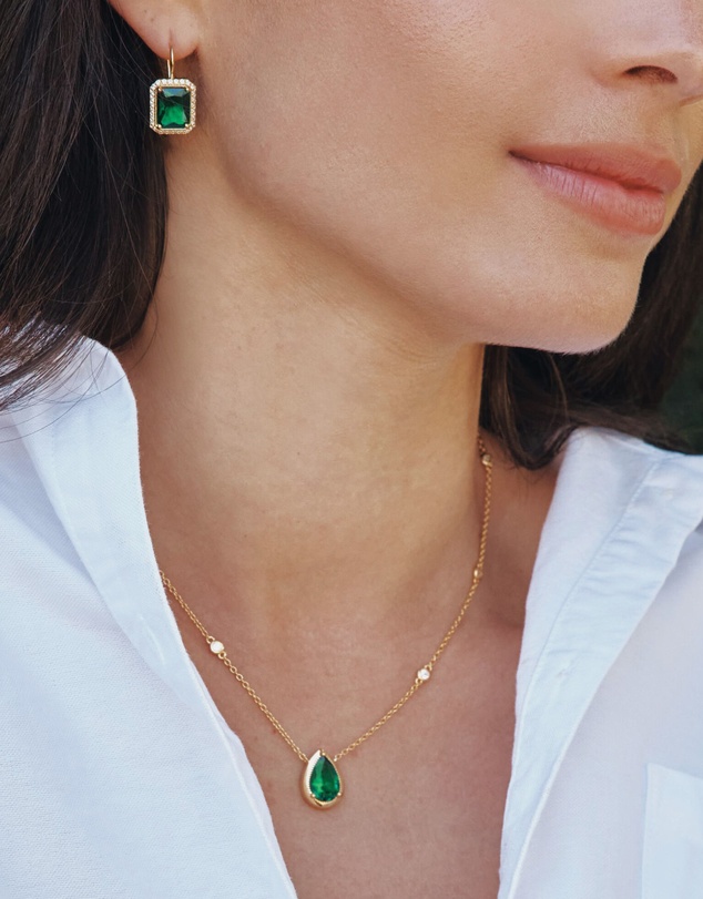 THOMAS SABO - THOMAS SABO Necklace with Green Teardrop Stone