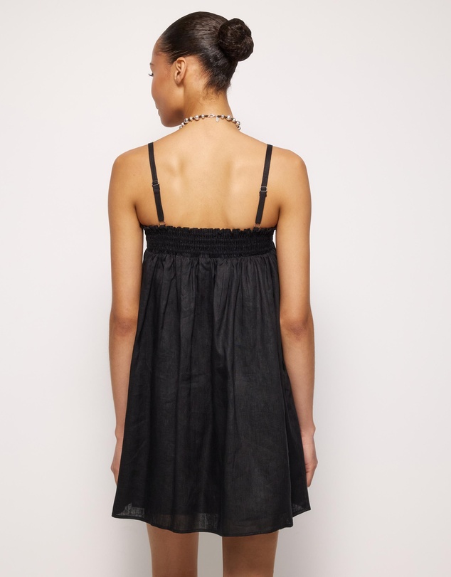 AERE - Amba Shirred Linen Mini Dress
